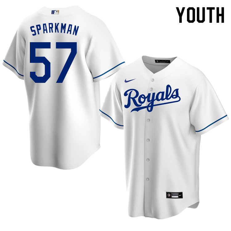 Nike Youth #57 Glenn Sparkman Kansas City Royals Baseball Jerseys Sale-White